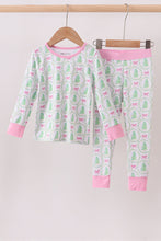 Load image into Gallery viewer, Pink christmas tree bamboo pajama set
