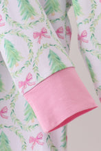 Load image into Gallery viewer, Pink christmas tree bamboo pajama set

