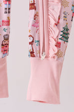 Load image into Gallery viewer, Nutcracker print bamboo ruffle zipper romper
