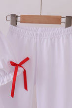 Load image into Gallery viewer, White santa claus smocked ruffle pants set
