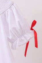 Load image into Gallery viewer, White santa claus smocked dress
