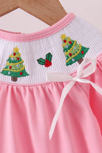 Load image into Gallery viewer, Pink christmas tree smocked bubble
