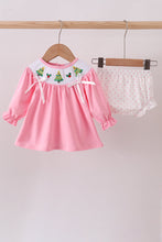Load image into Gallery viewer, Pink christmas tree smocked bloomer set
