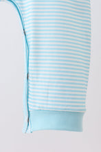 Load image into Gallery viewer, Blue stripe christmas tree smocked romper
