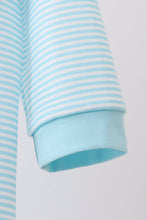 Load image into Gallery viewer, Blue stripe christmas tree smocked romper
