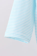 Load image into Gallery viewer, Blue stripe christmas tree smocked top
