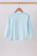 Load image into Gallery viewer, Blue stripe christmas tree smocked top
