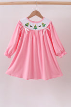 Load image into Gallery viewer, Pink christmas tree smocked ruffle dress
