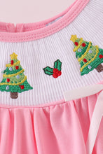 Load image into Gallery viewer, Pink christmas tree smocked ruffle dress
