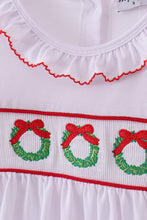 Load image into Gallery viewer, White wreath smocked ruffle dress
