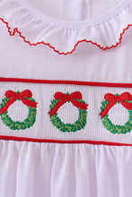 Load image into Gallery viewer, White wreath smocked ruffle pants set
