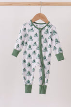 Load image into Gallery viewer, Green christmas tree bamboo zipper romper
