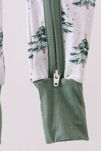 Load image into Gallery viewer, Green christmas tree bamboo zipper romper
