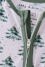 Load image into Gallery viewer, Green christmas tree bamboo zipper romper
