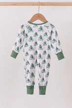 Load image into Gallery viewer, Green christmas tree bamboo zipper romper
