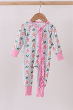 Load image into Gallery viewer, Pink christmas tree bamboo ruffle romper
