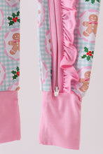 Load image into Gallery viewer, Pink christmas tree bamboo ruffle romper
