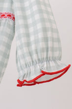 Load image into Gallery viewer, Sage ribbon bow gingham gown
