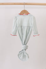 Load image into Gallery viewer, Sage ribbon bow gingham gown
