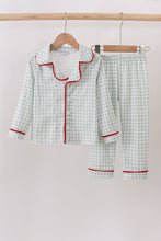 Load image into Gallery viewer, Sage gingham pajama set
