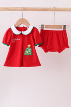 Load image into Gallery viewer, Red christmas tree applique bloomer set
