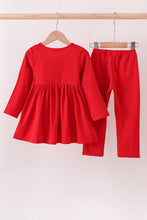 Load image into Gallery viewer, Red christmas tree applique pants set
