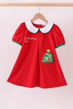 Load image into Gallery viewer, Red christmas tree applique dress
