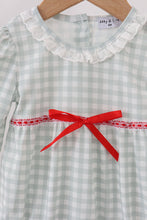 Load image into Gallery viewer, Sage gingham ribbon bow bubble
