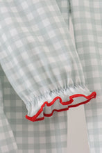 Load image into Gallery viewer, Sage gingham ribbon bow ruffle pants set
