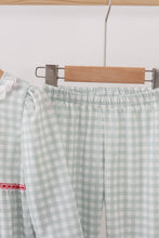 Load image into Gallery viewer, Sage gingham ribbon bow ruffle pants set
