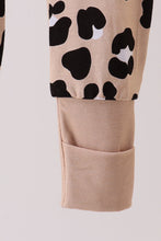 Load image into Gallery viewer, Brown leopard bamboo ruffle zipper romper
