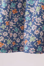 Load image into Gallery viewer, Navy floral smocked ruffle pants set
