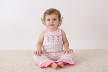 Load image into Gallery viewer, Floral tulip smocked ruffle romper
