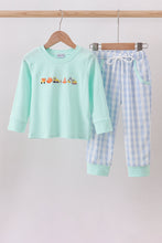 Load image into Gallery viewer, Green vehicle embroidery pants set
