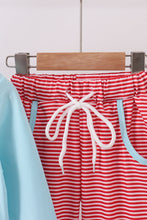 Load image into Gallery viewer, Blue vehicle emboridery pants set
