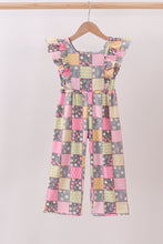 Load image into Gallery viewer, Yellow floral checkered ruffle jumpsuit
