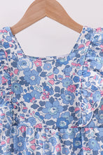 Load image into Gallery viewer, Blue floral ruffle jumpsuit
