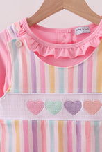 Load image into Gallery viewer, Multicolored heart smocked 2pc set
