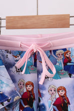 Load image into Gallery viewer, Blue frozen print bamboo shorts set
