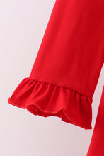 Load image into Gallery viewer, Red bow applique ruffle pants set
