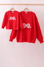 Load image into Gallery viewer, Red bow applique mom&amp;me top
