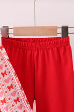 Load image into Gallery viewer, Red heart bow smocked ruffle pants set
