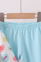 Load image into Gallery viewer, Blue heart print pocket pants set
