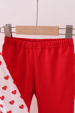 Load image into Gallery viewer, Red heart print ruffle pants set
