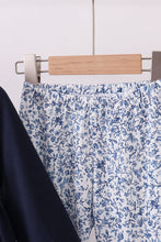 Load image into Gallery viewer, Navy heart floral applique ruffle pants set
