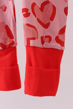 Load image into Gallery viewer, Red heart print bamboo zipper romper
