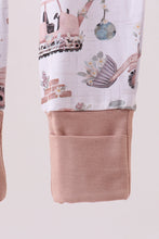 Load image into Gallery viewer, Khaki crane bamboo pajama zipper romper
