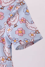 Load image into Gallery viewer, Blue chicken floral print pajama jumpsuit

