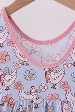 Load image into Gallery viewer, Blue chicken floral print pajama jumpsuit
