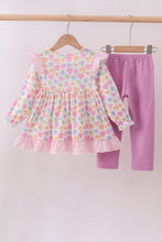 Load image into Gallery viewer, Purple heart print ruffle pants set
